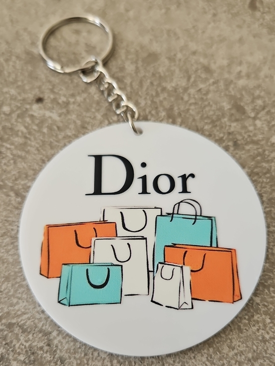 Handmade Accessories - Fashion White Round Key chain with Orange, Teal and Cream Shopping Bags
